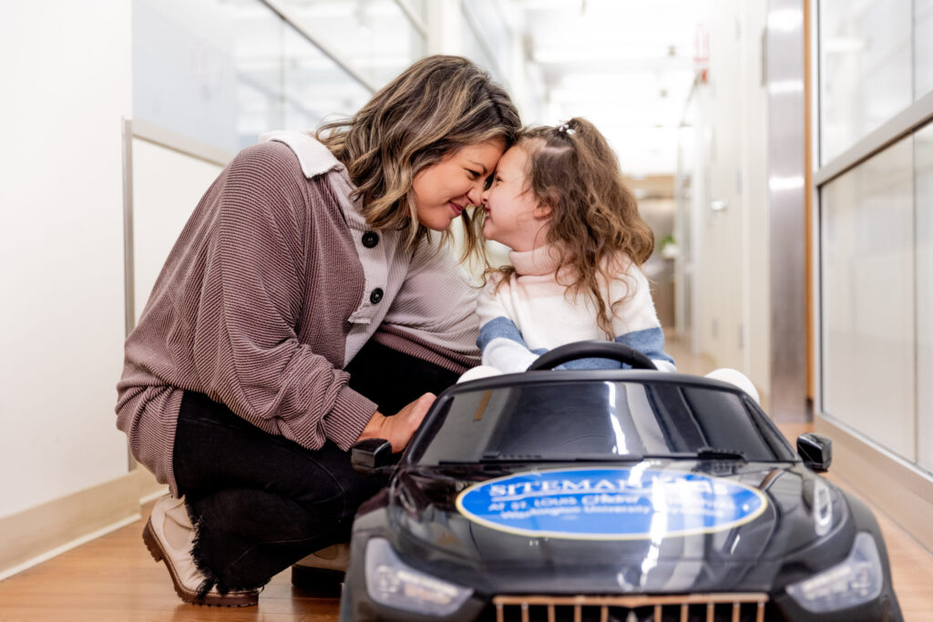 mom and girl in a car