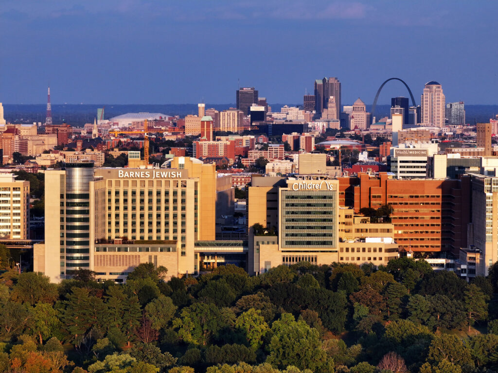 Aerial view of Washington University Medical Campus.